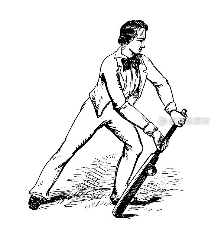 板球击球手|古董体育插图
